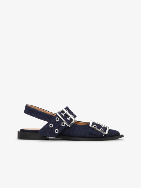 DENIM FEMININE BUCKLE BALLERINAS