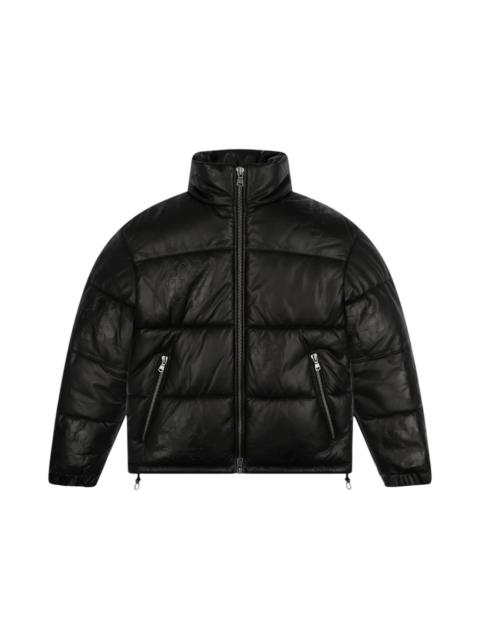 Denim Tears Leather Embossed Wreath Puffer Jacket Black