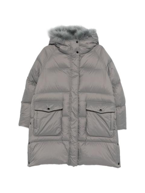 shearling trimmed down coat