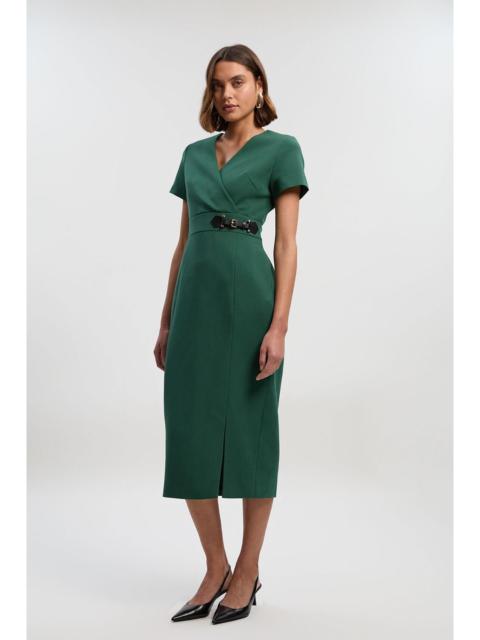 Compact Essential Tab Waist Midi Dress