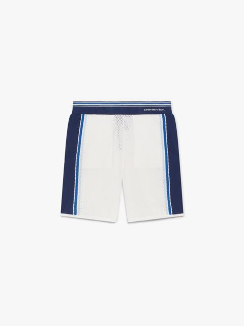 White & Blue Striped Mesh Track Shorts | Casablanca Paris