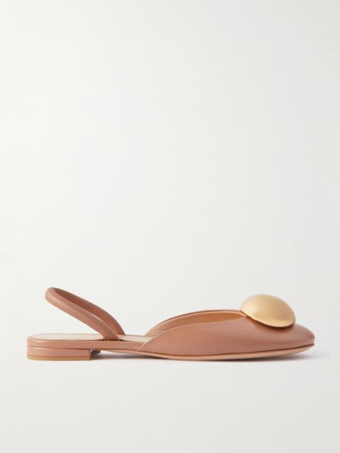 Sphera Embellished Leather Slingback Flats