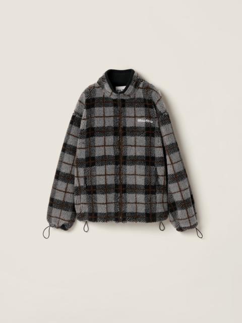 Checked teddy zipper jacket