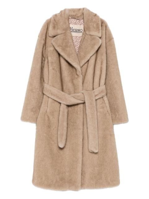 belted textured coat