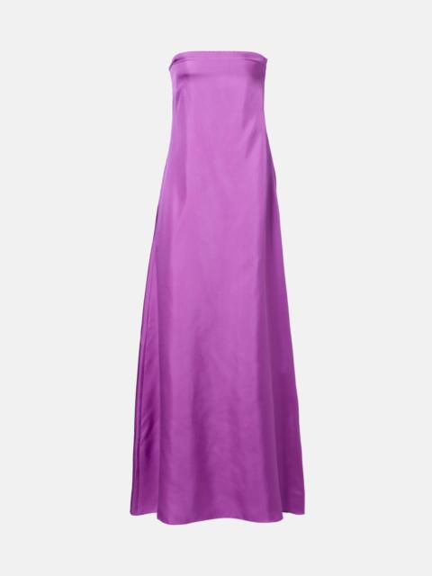 Strapless silk satin gown