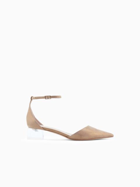 Laminated suede d'Orsay court shoes
