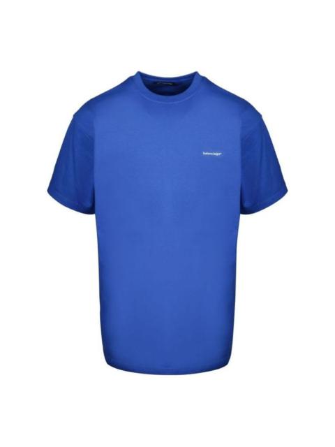Balenciaga Small Logo Print Cotton T-Shirt 'Blue' 556150TBV438077