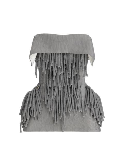 Fringe Utility Strapless Peplum Top grey
