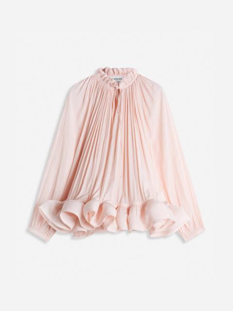 LONG-SLEEVE JACQUARD CHARMEUSE BLOUSE