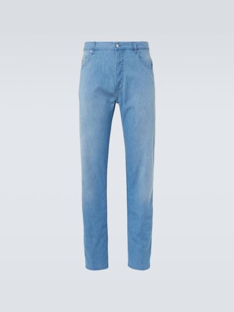 Mid-rise straight jeans