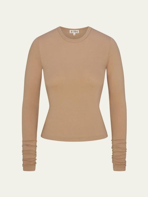 Fitted Crewneck Long-Sleeve T-Shirt