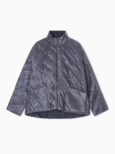 DIAGONAL PLEATED SILK PEA COAT