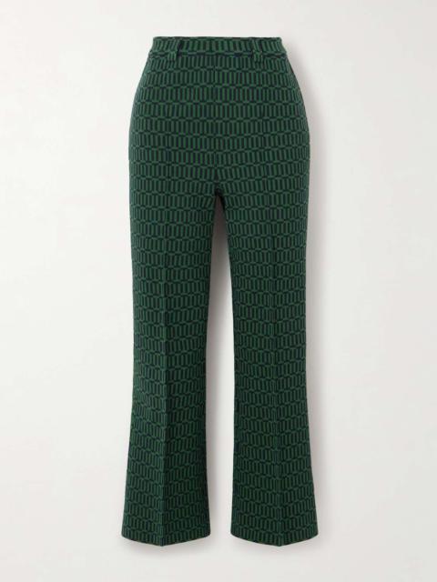 Charlie cotton-blend jacquard slim-leg pants Green