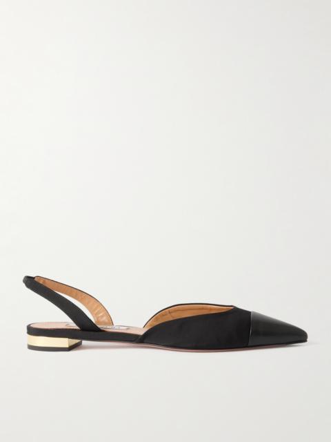 Milanese Leather-trimmed Grosgrain Slingback Flats