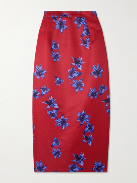 Lorelei Floral-print Faille Midi Skirt