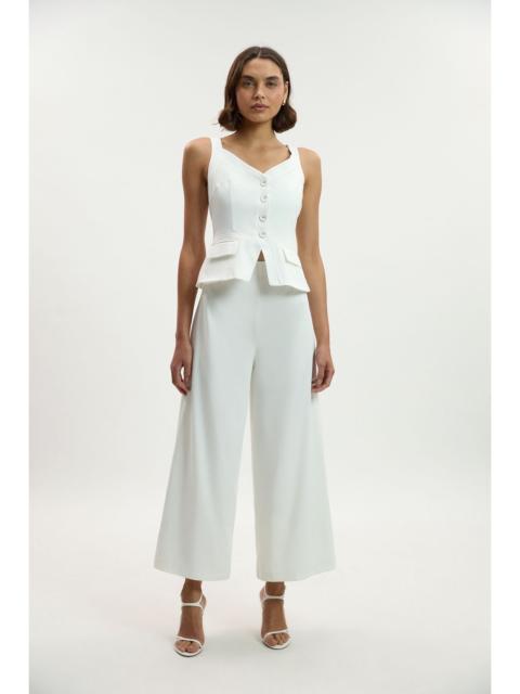 Petite Tailored Tux Wide Leg Jumpsuit