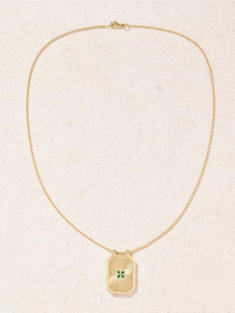 Luck Scapular 18-karat Gold Emerald Necklace