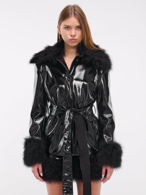 Patent Faux Leather Coat