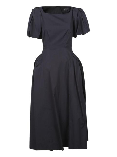 puff-sleeve midi dress