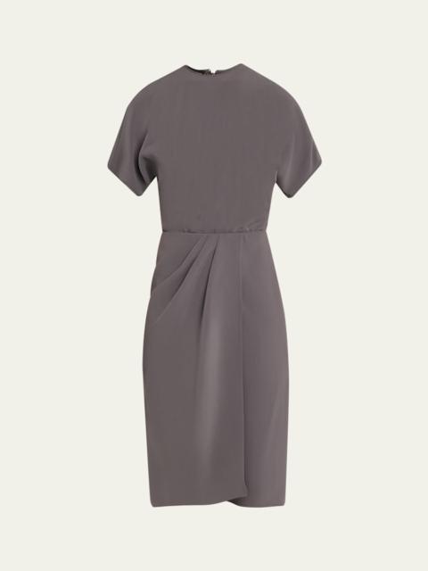 Pleated Washed Silk Crepe Dress