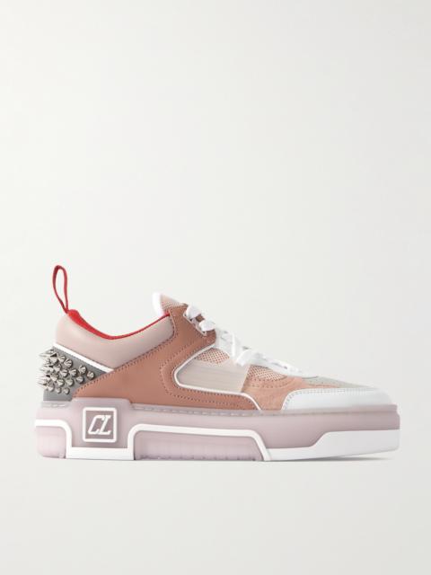 Astroloubi Spiked Leather, Suede And Mesh Sneakers