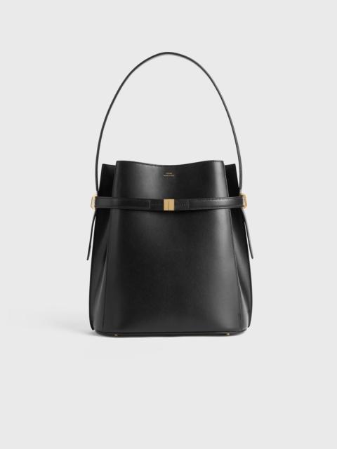 Belted leather bucket bag black
