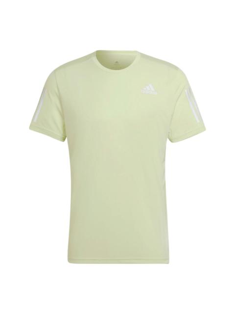 Men's adidas Solid Color Logo Round Neck Pullover Sports Short Sleeve Green T-Shirt HB7441