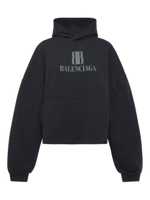 logo-plaque cotton hoodie
