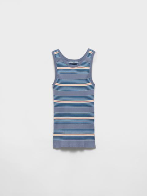 Striped stretch cotton knit top