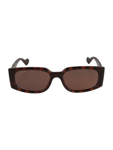 Logo Lens Curved Rectangle Sunglasses