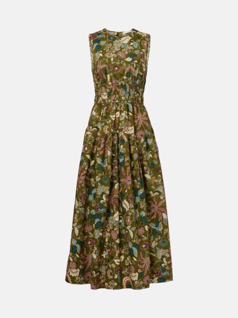 Elenora printed cotton midi dress