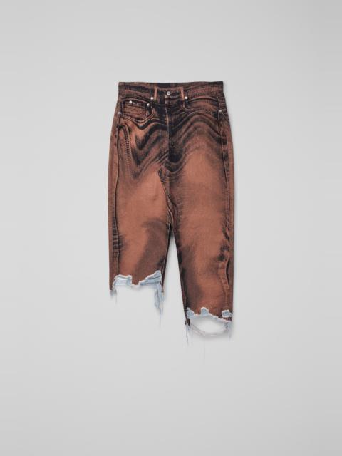 Brown-black asymmetric denim skirt