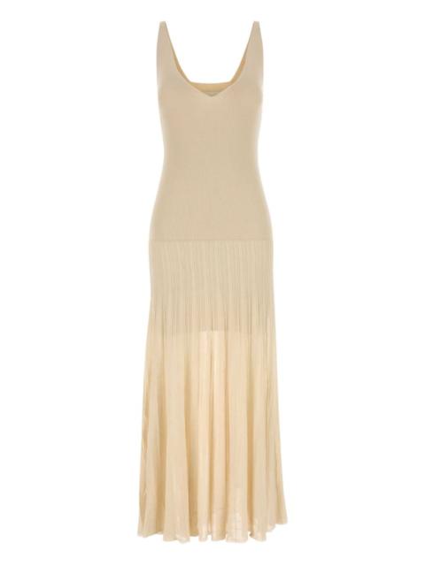 ribbed v-neck midi dress