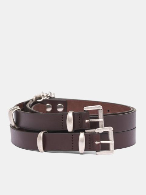 Brown Leather Luen Double Belt