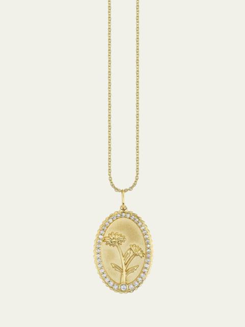 14K Gold Diamond Birth Flower Charm Necklace, April