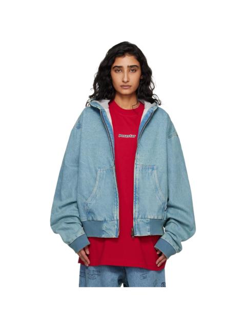 Blue Hooded Workwear Denim Jacket