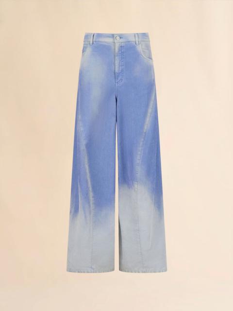 BLUE FLOCKED DENIM TWISTED JEANS