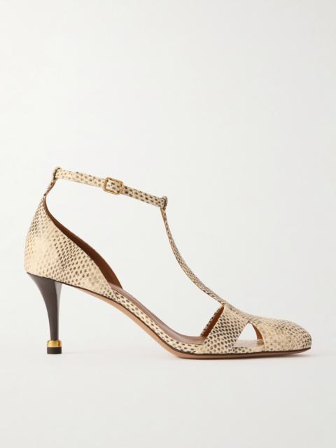 Cleia 70 Snake-effect Leather Pumps