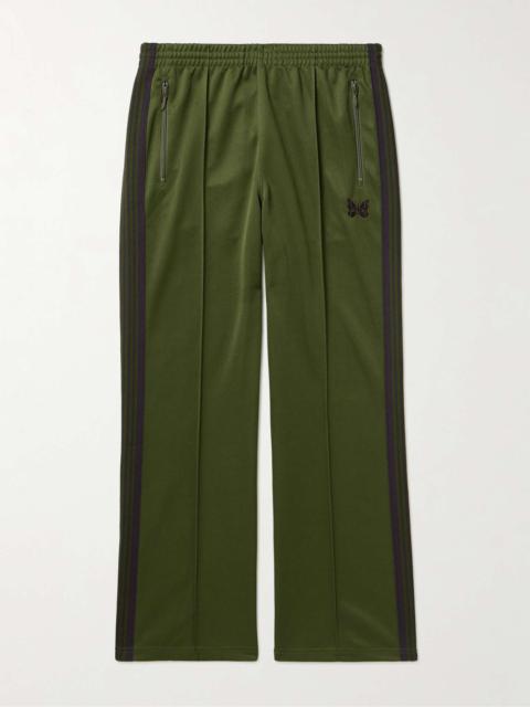 Straight-Leg Webbing-Trimmed Logo-Embroidered Tech-Jersey Track Pants