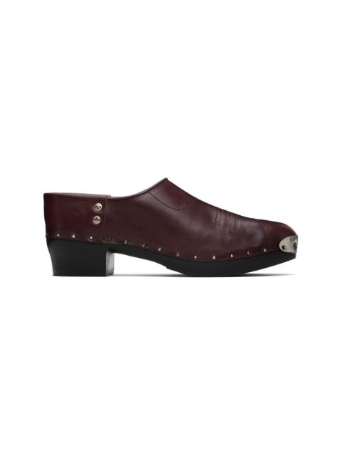 Burgundy Metal Hardware Clogs