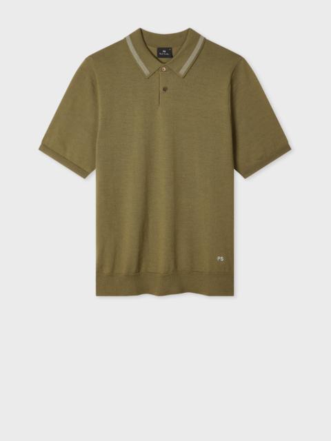 Khaki Merino Wool Polo Shirt