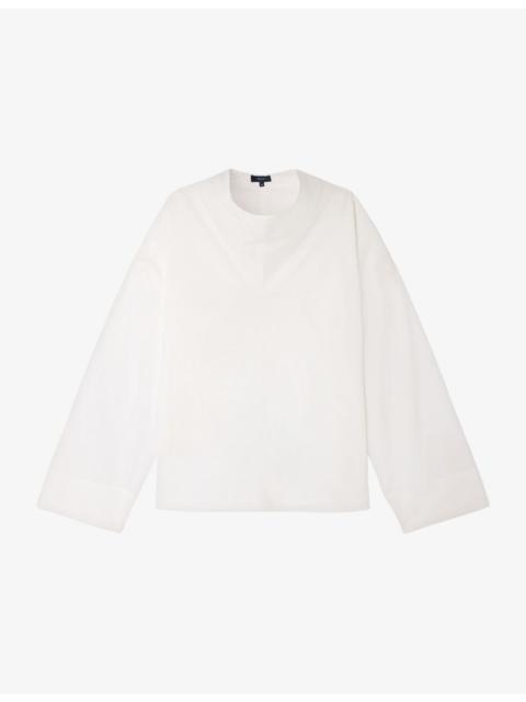 Fidji Cowl-Neck Cotton Blouse