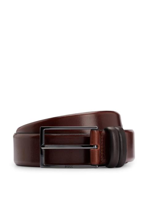 VEGETABLE-TANNED LEATHER BELT WITH GUNMETAL HARDWARE