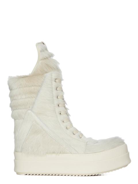 Mega Geobasket Calf Hair High-Top Sneakers Cream