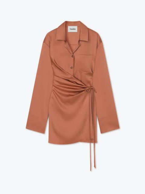 XAVIERA - Slip satin mini dress - Brown terra