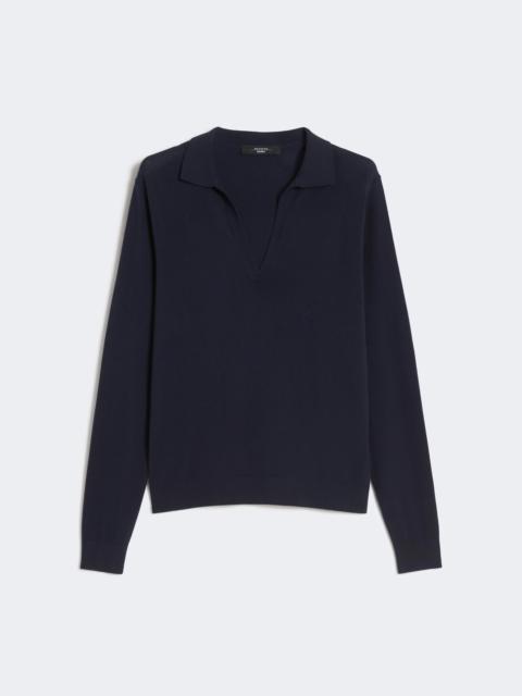 Viscose polo-neck sweater - NAVY