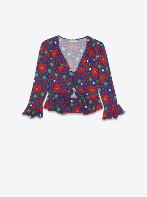 ruffled blouse in sablé saint laurent