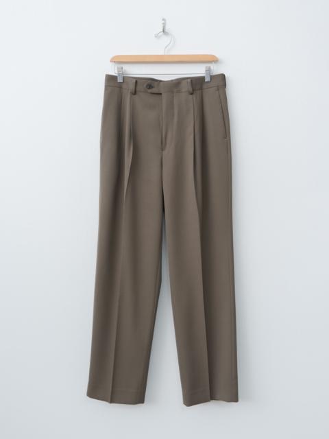 Light Wool Max Gabardine Two-Tuck Slacks - Dark Olive Brown