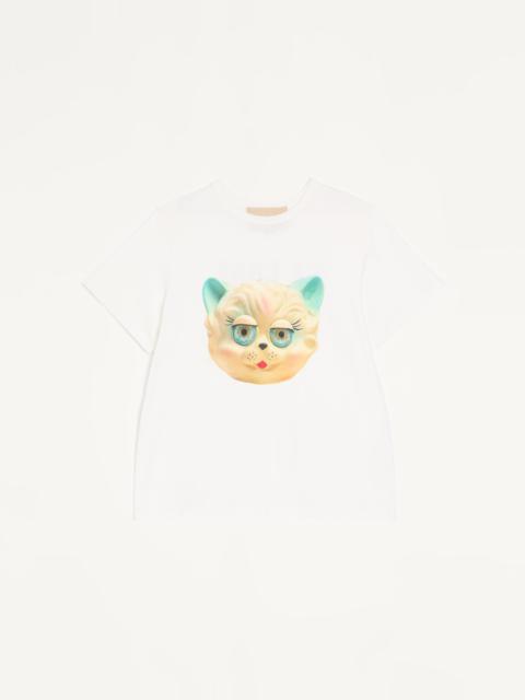 VALENTINO COTTON T-SHIRT WITH LE CHAT DE LA MAISON PRINT