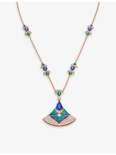 Divas' Dream 18ct rose-gold, 0.23ct and 2.29ct diamonds, 2.30ct sapphires, tanzanite and malachite n